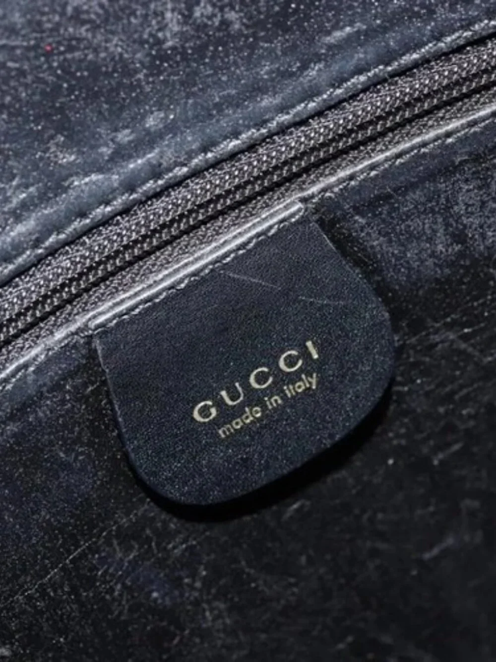 GUCCI Hand Bag Leather Black Gold 000 2058 0569 0 Auth